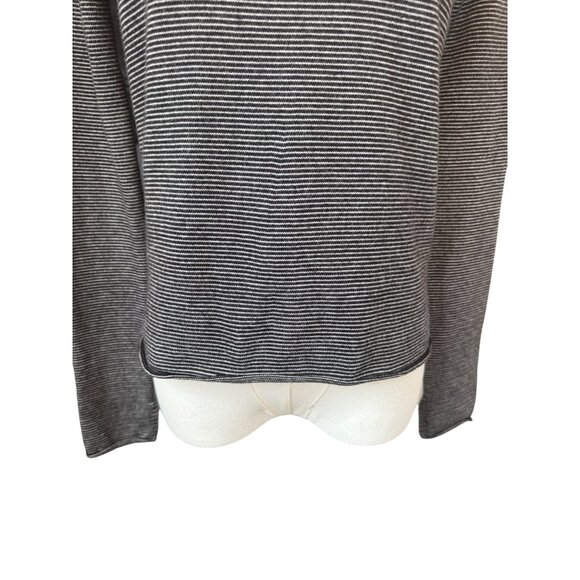 2/$30 ZARA Knit Black & White Medium Striped Sweater Crew Neckline - Picture 10 of 14